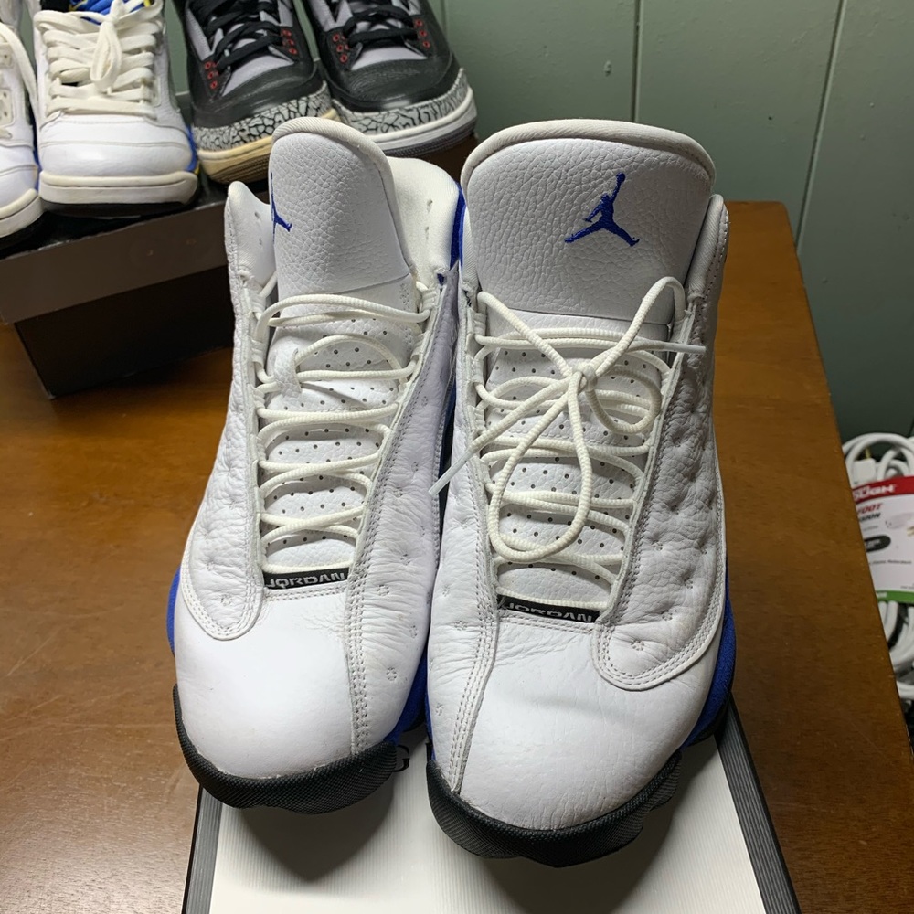 Air Jordan 13 size 9.5 white and royal blue